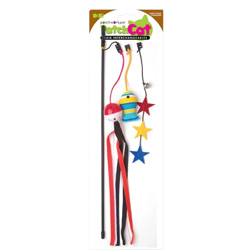 Patchwork Pet PatchCat Gone Fishing Cat Wand Toy