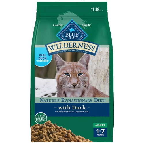 Blue Buffalo Wilderness Grain Free Natural Duck High Protein Recipe Dry Cat Food - 11 lb