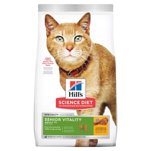 Hill's Science Diet Senior 7+ Senior Vitality Dry Cat Food, Chicken & Rice Recipe - 13lb
