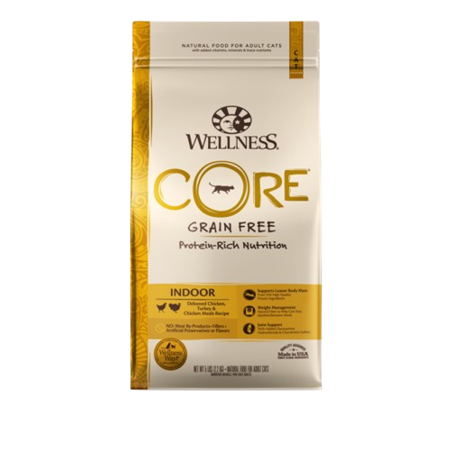 Wellness CORE Grain Free Natural Indoor Health Chicken and Turkey Recipe Dry Cat Food - 5 lb