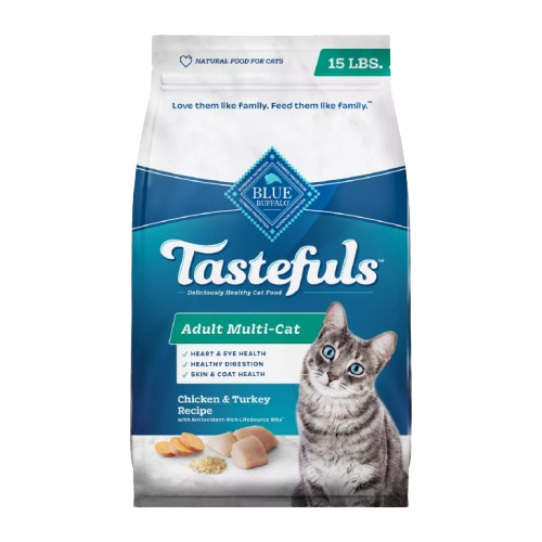 Blue Buffalo Multi-Cat Natural Chicken & Turkey Adult Dry Cat Food - 15 lb