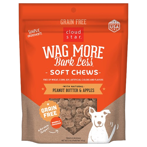 Cloud Star Wag More Bark Less Soft and Chewy Grain Free Peanut Butter and Apples Dog Treats