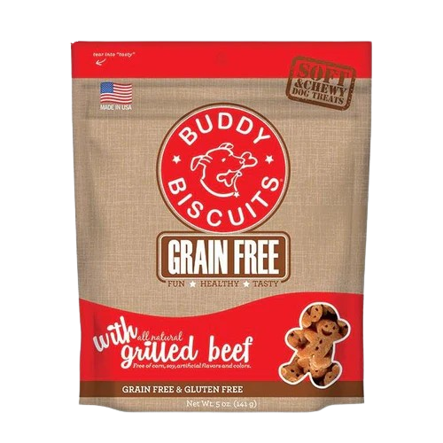 Cloud Star Buddy Biscuits Grain Free Soft and Chewy Grilled Beef Dog Treats