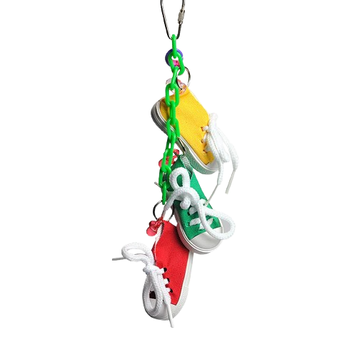 Happy Beaks Sneakers On A Line Bird Toy
