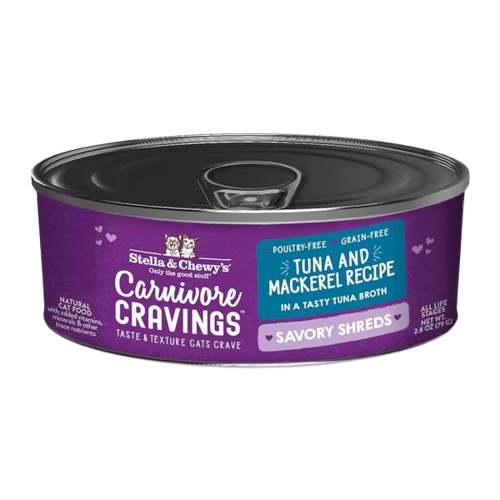 Stella & Chewy's Carnivore Cravings Savory Shreds Tuna & Mackerel Dinner in Broth Wet Cat Food
