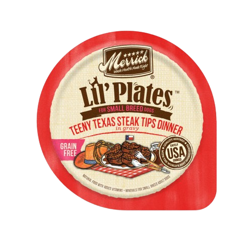 Merrick Lil' Plates Small Breed Grain Free Teeny Texas Steak Tips Dog Food Tray