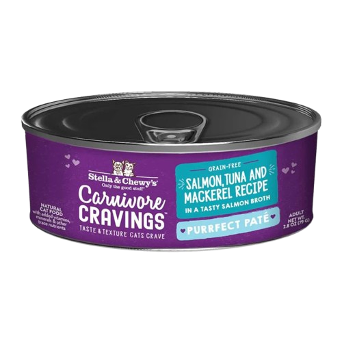 Stella & Chewy's Carnivore Cravings Purrfect Pate Salmon, Tuna & Mackerel Pate Recipe in Broth Wet Cat Food