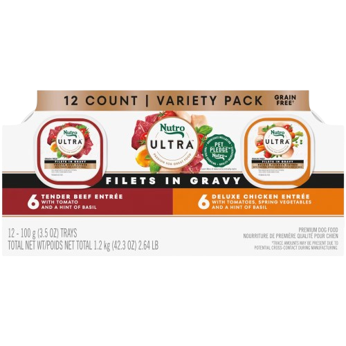 Nutro Ultra Grain Free Adult Soft Filets In Gravy Bistro Mix Wet Dog Food Variety Pack