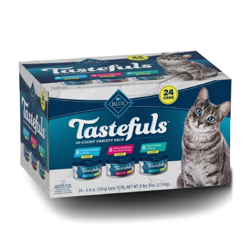 Blue Buffalo Tastefuls Natural Flaked Variety Pack Tuna, Chicken and Fish & Shrimp Entrees in Gravy Wet Cat Food - 5.5 oz, case of 12