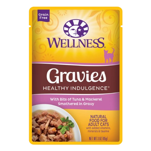 Wellness Healthy Indulgence Natural Grain Free Gravies with Tuna and Mackerel in Gravy Cat Food Pouch