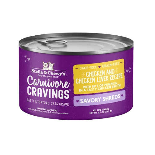 Stella & Chewy's Carnivore Cravings Savory Shreds Chicken & Chicken Liver Dinner in Broth Wet Cat Food - 2.8 oz ,case of 24