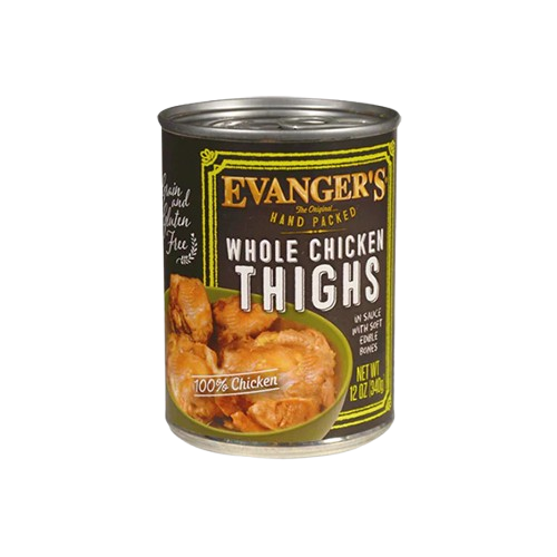Evangers Super Premium Hand-Packed Whole Chicken Thighs Canned Dog Food - 12 oz, case of 12