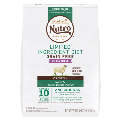 Nutro Limited Ingredient Diet Grain Free Small Bites Adult Lamb and Sweet Potato Dry Dog Food - 22 lb