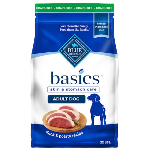 Blue Buffalo Basics Grain Free Adult Duck & Potato Recipe Dry Dog Food - 22 lb