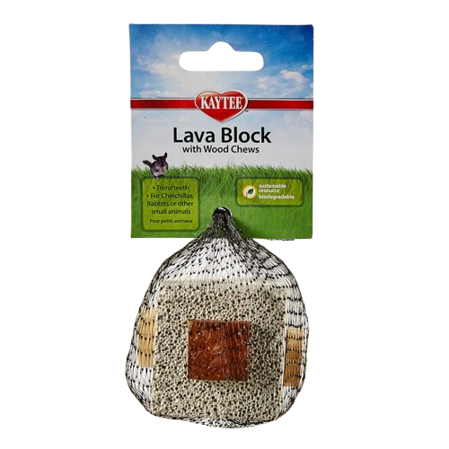 Kaytee Lava Block With Wood Chews 2.5 Inches x 2.5 Inches x 5 Inches