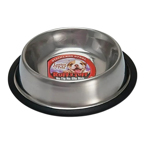 Loving Pets Ruff N Tuff Traditional No Tip Stainless Steel Pet Dishes