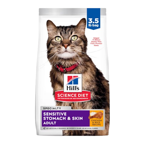Hill's Science Diet Sensitive Stomach & Skin Chicken & Rice Recipe Adult Dry Cat Food - 3.5 lb