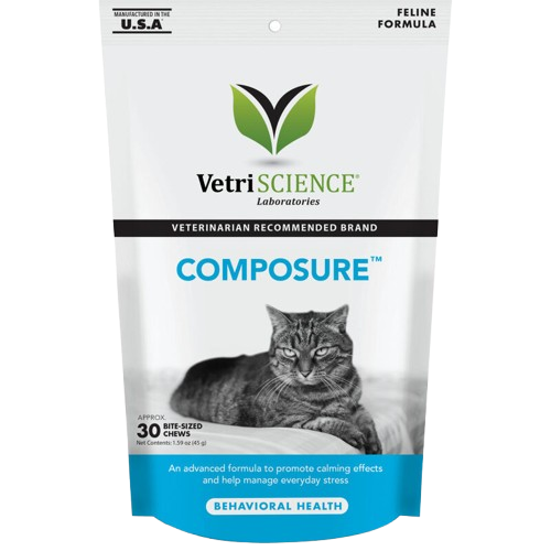 VetriScience Composure Calming Supplement for Cats, Chew, Chicken Flavor 30 Count
