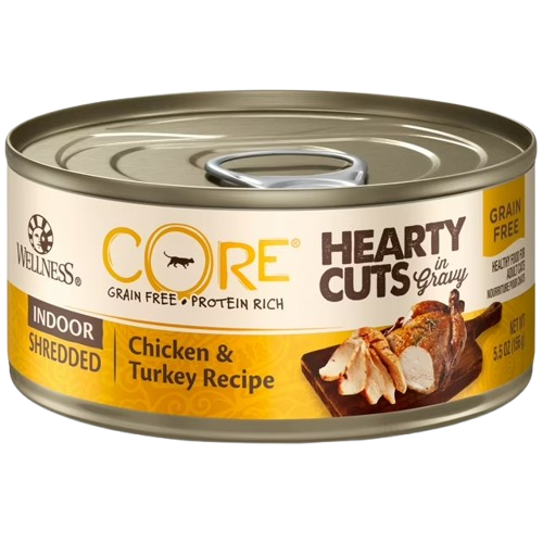 Wellness CORE Natural Grain Free Hearty Cuts Indoor Chicken and Turkey Canned Cat Food