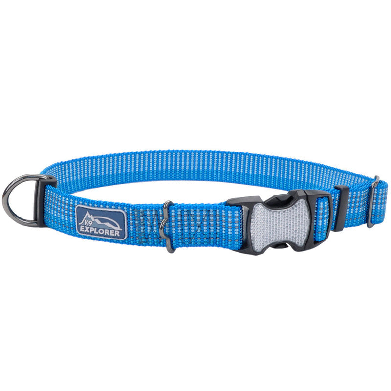 K9 Explorer® Brights Reflective Adjustable Dog Collar, Blue Medium