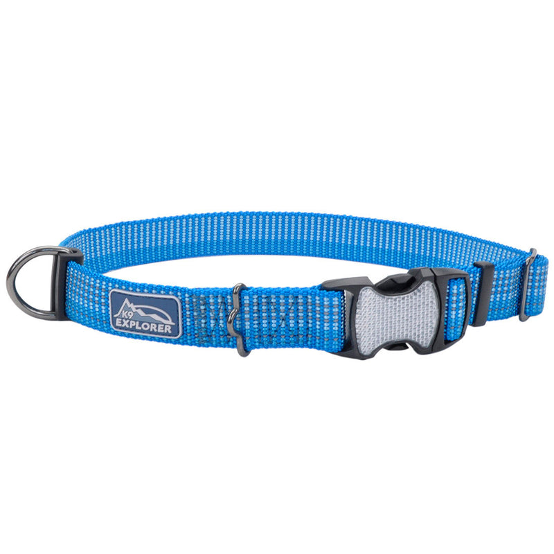 K9 Explorer® Brights Reflective Adjustable Dog Collar, Blue Small