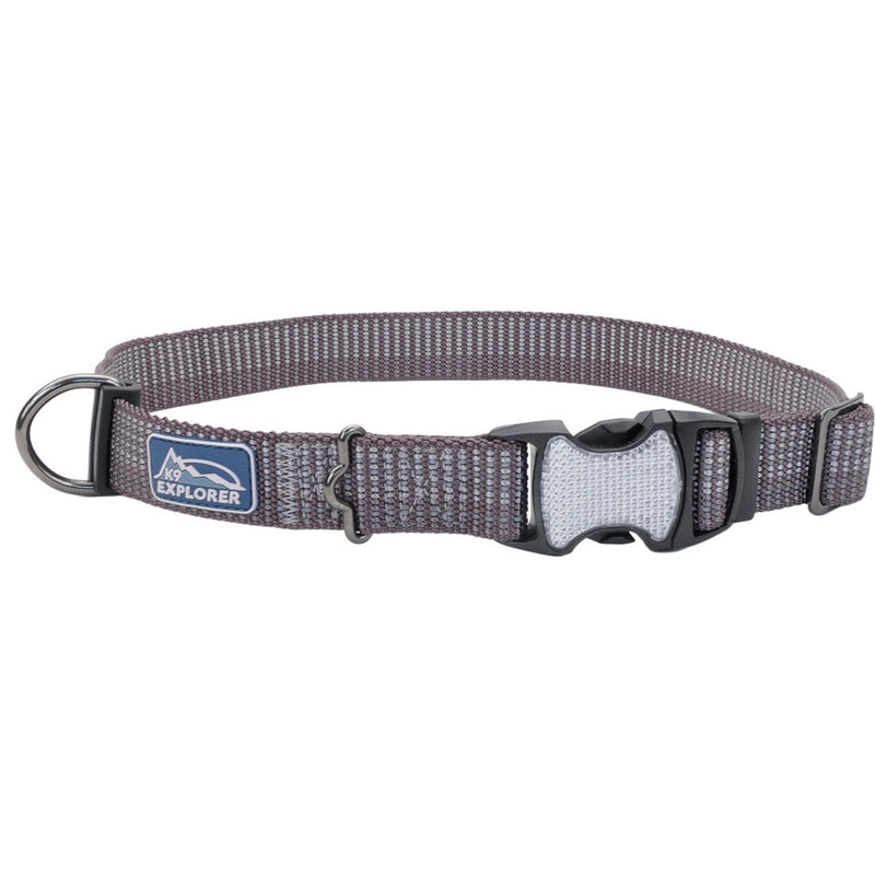 K9 Explorer® Brights Reflective Adjustable Dog Collar, Grey Medium